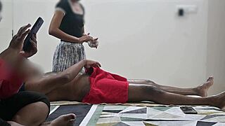 the customer lady watches as the masseuse delivers a sneaky cock happy ending.