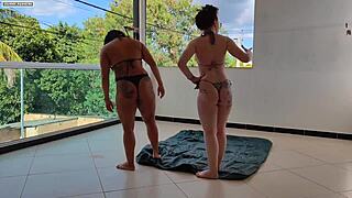 two amateurs filled by huge cock creampie