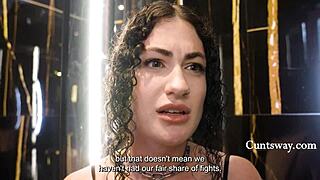 ginger lover strap-on pounds curly tattooed partner's wet pussy hard