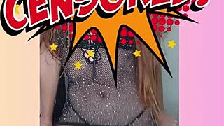 Redhead strips sheer lingerie teasing beautifully 😍