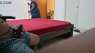 maid strokes owner's throbbing cock with eager handjob frenzy!