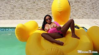 maxine's asian pussy stretched by massive bbc dildo on beach