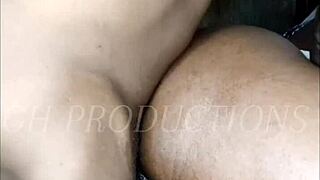 Black teen slut bent over taking brutal backshots in her soaked sloppy pussy