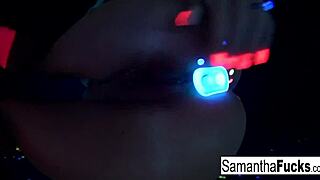 samantha saint teases and pleases in steamy black light solo session