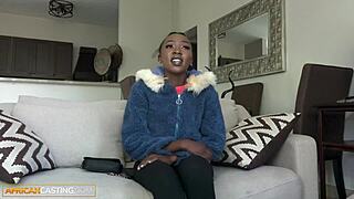 Skinny ebony babe rides bwc agent rough