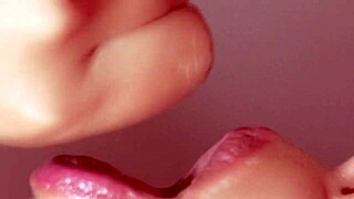 japanese slut swallows big cock cumshot up close in ecstasy