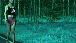 Blonde Redhead Rides Big Tits on Shaved Pussy at Country Ranch