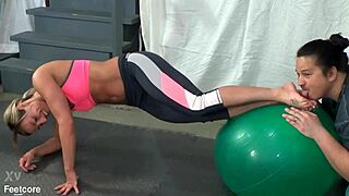 i begged fitness trainer larissa louder to lick her sweaty yoga feet while posing