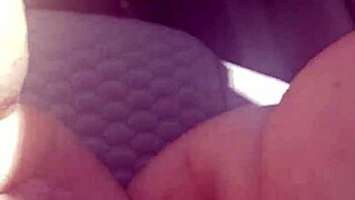 Kassandra storm teases double dip toy ride in tight car space