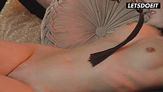 irina cage seduces blindfolded candee licious into steamy girl on girl toy play