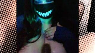 whoa, can this huge-titted goth bbw handle that massive dildo?