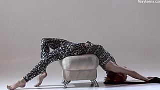 gorgeous russian gymnast rita spreads hairy pussy yoga legs flexible