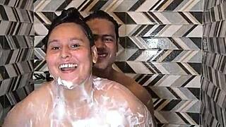 Big Cock Cums in Mouth During Bathroom Deepthroat Sex