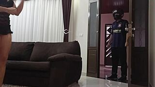 damn i delivered and this hot client greets me in lingerie, best part of being a motoboy with sexy wives flashing pussy