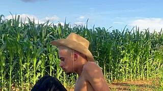 guy slides whole corn deep into tight solo ass