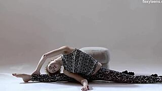 gorgeous russian gymnast rita spreads hairy pussy yoga legs flexible