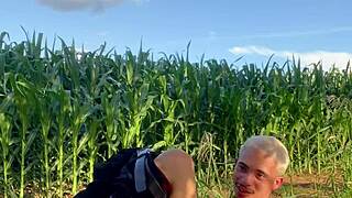 guy slides whole corn deep into tight solo ass