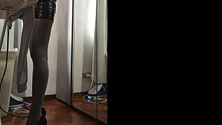 Sexy housewife in heels miniskirt fucked rough by husband