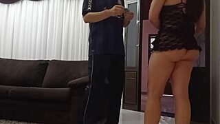 damn i delivered and this hot client greets me in lingerie, best part of being a motoboy with sexy wives flashing pussy