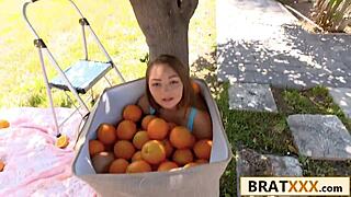 i feel that monster cock stretching my tiny brunette teen pussy