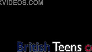 gorgeous british blonde surrenders to strapon fucking in horny lesbian play