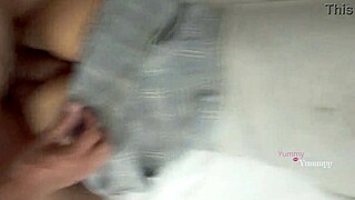 uhh my classmate lifted her uniform skirt on bed i pounded her hard...