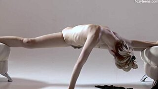 gorgeous russian gymnast rita spreads hairy pussy yoga legs flexible