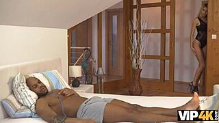 blonde spa visitor hooks up casually with black guy's thick cock