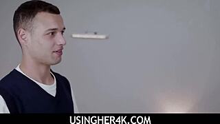 three horny guys get big titted milf for christmas fun pov