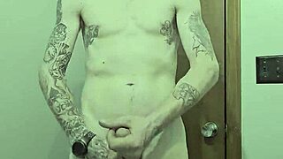 skinny bathroom striptease rips clothes off for monster cock reveal