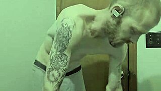 skinny bathroom striptease rips clothes off for monster cock reveal