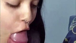 teen brunette gives deepthroat blowjob and swallows full cum load