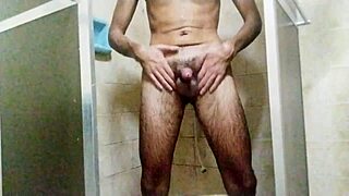 Brazilian Skinny Hottie Jerks Hard in Steamy Bath