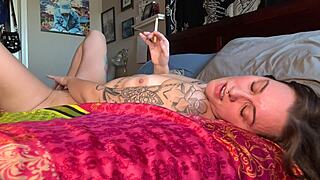 chery trees smokes during hot masturbation