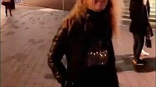 Naughty british slut flashes pussy for big black cock lover