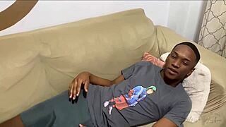 Side Fuck on Sofa Sprays Cum in Tight Ass Hole