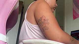 chubby babe farts loudly at her home office desk all day