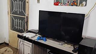 i lost video game and deepthroated carmonas cock to mouth cum