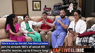 aria nicole corporate slave nurse deepthroats gags on cock