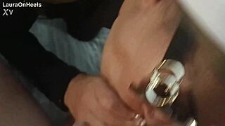 Milf in lingerie gags on monster cock then swallows every drop