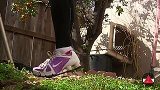 barefoot sneaker walk turns into wild foot fetish romp!