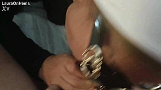 Milf in lingerie gags on monster cock then swallows every drop