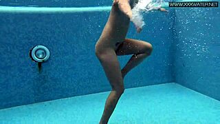 Lady dee cute shy czech babe swims pool teasing tight pussy underwater