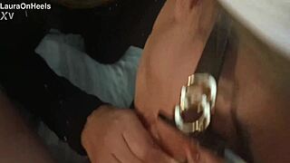 Milf in lingerie gags on monster cock then swallows every drop