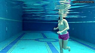 Lady dee cute shy czech babe swims pool teasing tight pussy underwater