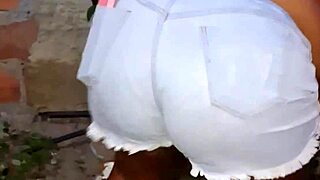 Curvy Neighbor's Huge Ass Shakes While Cleaning Yard in Homemade Tease