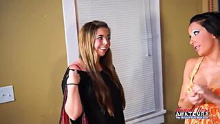 petite brunette madelyn and sofia share dildo orgasms 🔥💦