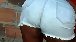 Curvy Neighbor's Huge Ass Shakes While Cleaning Yard in Homemade Tease