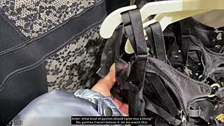 OH YES, MILF RUBS PUSSY IN STORE CHANGING ROOM TRYING UNDERWEAR!