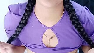 allisonvega the brunette latina milf slowly strips teasing her natural tits